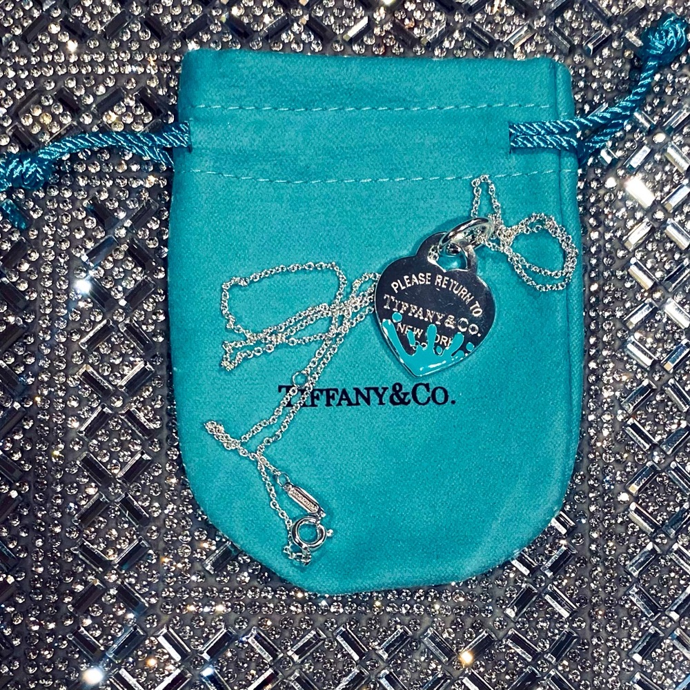 Authentic Tiffany & Co. 925 Blue Splash Heart Necklace 🖤